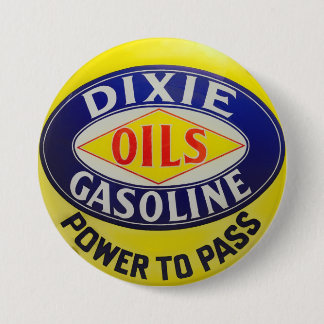 Vintage Gas Pump Dixie Oils Gasoline Hot Rod Era 7.5 Cm Round Badge