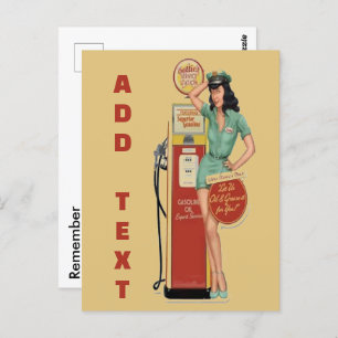 Vintage Gas Station, edit text Postcard