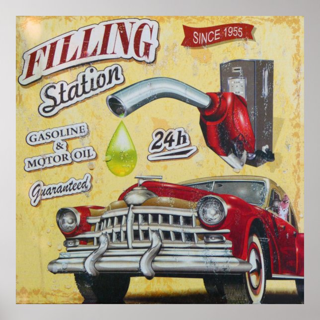 Vintage Gas Station sign. Poster (Front)