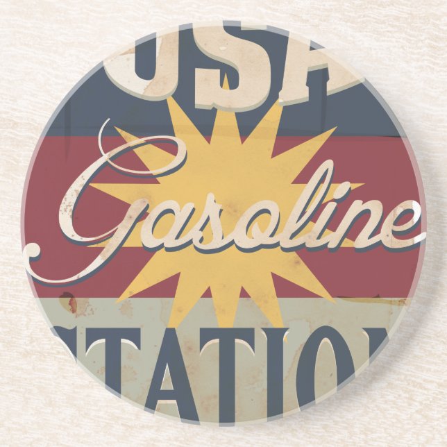 Vintage Gasoline Sign Coaster (Front)