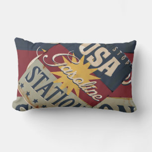 Vintage Gasoline Sign Lumbar Cushion