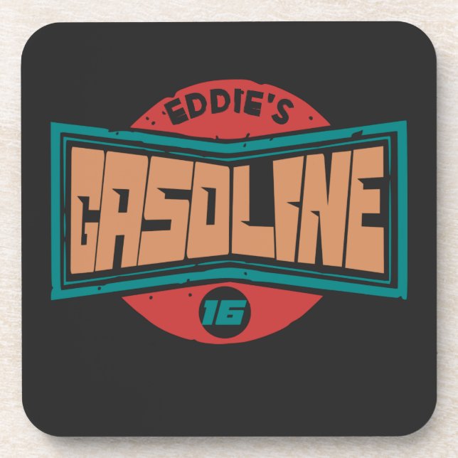 Vintage gasoline sign retro badge costumisable coaster (Front)