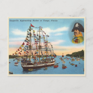 Vintage Gasparilla pirate ship Postcard