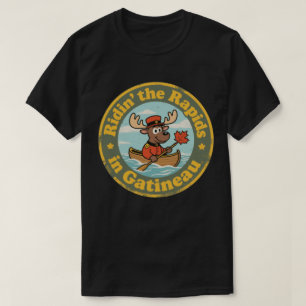 Vintage Gatineau Quebec Moose Canoeing T-Shirt