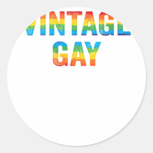 Vintage Gay Rainbow LGBTQ Distressed LGBT Gay Prid Classic Round Sticker