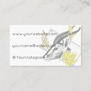 Vintage Gazelle & Yellow Botanical Art - Safari St Business Card