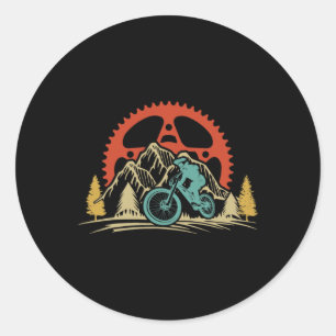 Vintage Gear Biking Mountain Vintage Bicycle Bike Classic Round Sticker