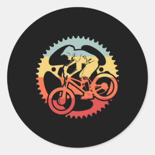 Vintage Gear Mountain Biking Retro Bicycle Bike Ri Classic Round Sticker