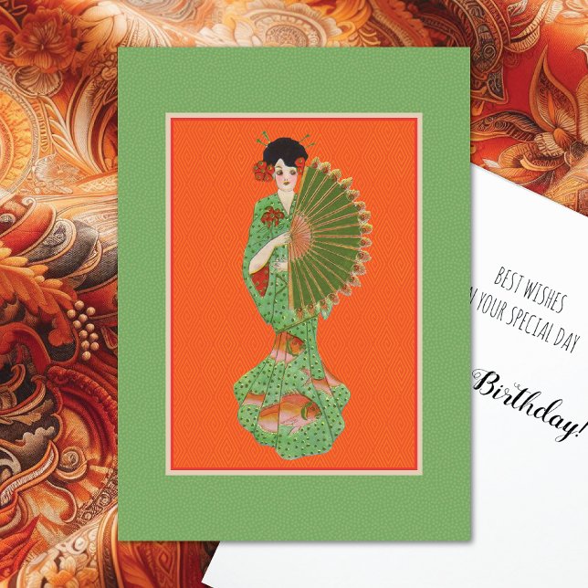 Vintage Geisha in Kimono Birthday Card (Creator Uploaded)