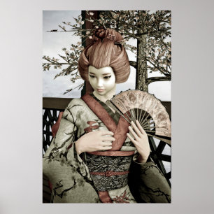 Vintage Geisha Poster