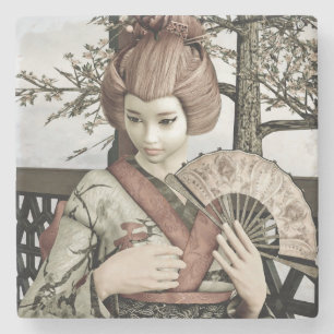 Vintage Geisha Stone Coaster