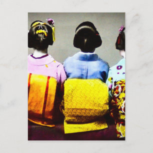 Vintage Geishas in Colourful Kimonos and Obis 2 Postcard