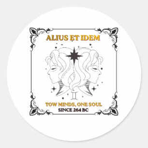 Vintage Gemini Zodiac tarot card poster Classic Round Sticker