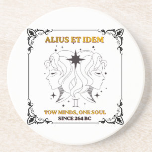 Vintage Gemini Zodiac tarot card poster Coaster