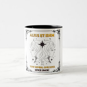 Vintage Gemini Zodiac tarot card poster Two-Tone Coffee Mug