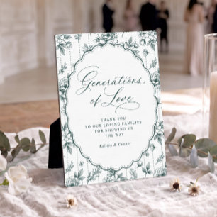 Vintage Generations of Love Emerald Green Wedding Plaque