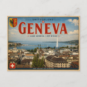 Vintage Geneva - Switzerland - Lake Geneva Postcard