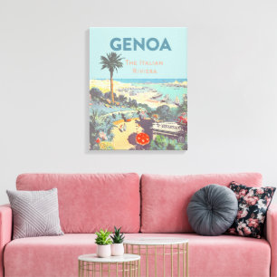 Vintage Genoa Italian Riviera Travel Poster 1931 Canvas Print