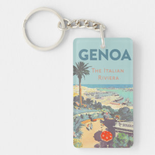 Vintage Genoa Italian Riviera Travel Poster 1931  Key Ring
