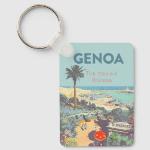 Vintage Genoa Italian Riviera Travel Poster 1931  Key Ring