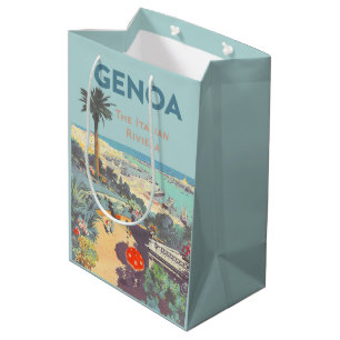 Vintage Genoa Italian Riviera Travel Poster 1931  Medium Gift Bag