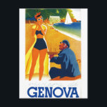 Vintage Genova Italy Tourism Postcard<br><div class="desc">Vintage European Travel Advertisements - Genova Portofino Riviera Painting</div>