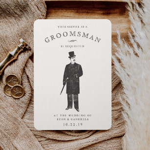 Vintage Gent   Groomsman Request Card