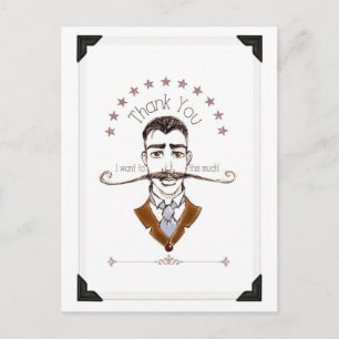 Vintage Gentleman Moustache Thank you post card