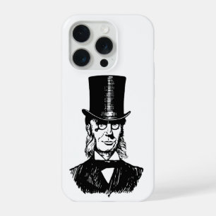 Vintage Gentleman Top Hat Illustration iPhone 15 P Pro Case