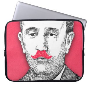 Vintage Gentleman With Funny Pink Moustache Laptop Sleeve