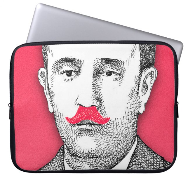 Vintage  Gentleman With Funny Pink Moustache Laptop Sleeve (Front)