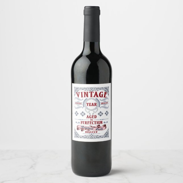 Vintage Genuine Quality Aged to Perfection  Wine Label (Front)
