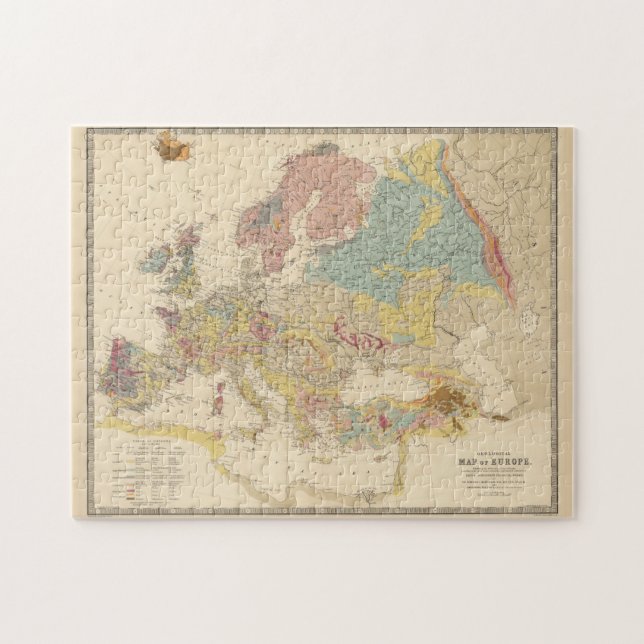 Vintage Geological Map of Europe (1856) Jigsaw Puzzle (Horizontal)