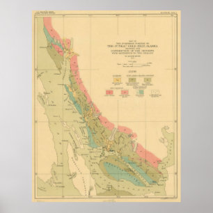 Vintage Geological Map of Juneau Alaska (1912) Poster