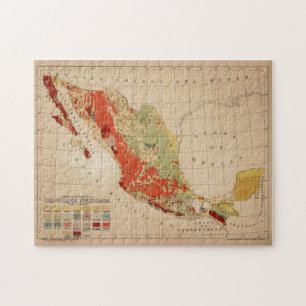 Vintage Geological Map of Mexico (1921) Jigsaw Puzzle