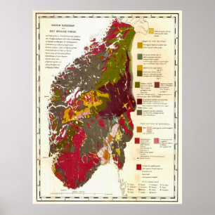 Vintage Geological Map of Norway (1871) Poster