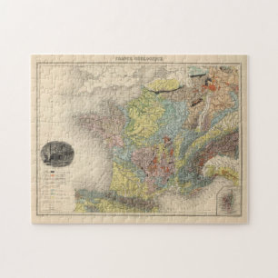 Vintage Geology Map of France (1892) Jigsaw Puzzle