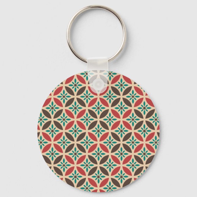 Vintage geometric, abstract seamless pattern. key ring (Front)