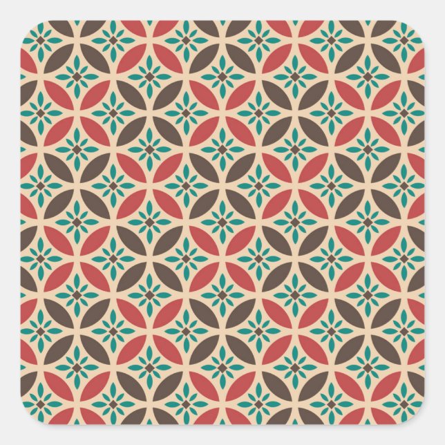 Vintage geometric, abstract seamless pattern. square sticker (Front)