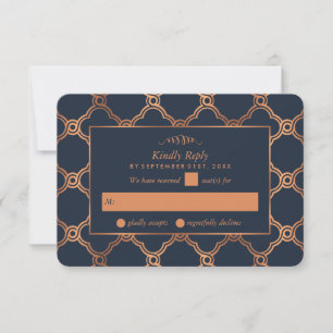 Vintage Geometric Art Deco Gatsby Wedding RSVP Card