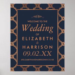 Vintage Geometric Art Deco Gatsby Wedding Welcome Poster