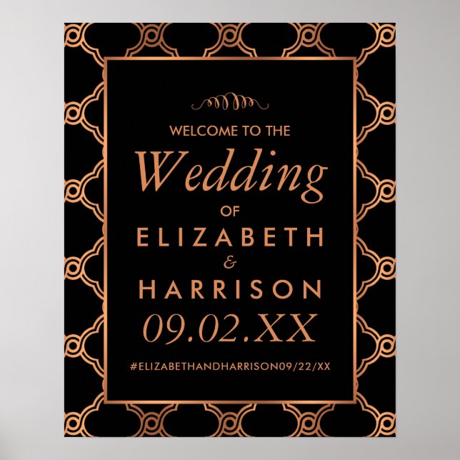 Vintage Geometric Art Deco Gatsby Wedding Welcome Poster (Front)