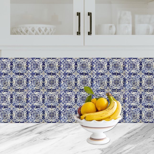Vintage Geometric Blue White Tile Pattern (Creator Uploaded)