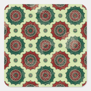 Vintage Geometric Circle Dots Boho Mandala Square Sticker