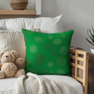 Vintage geometric circle line pattern green cushion