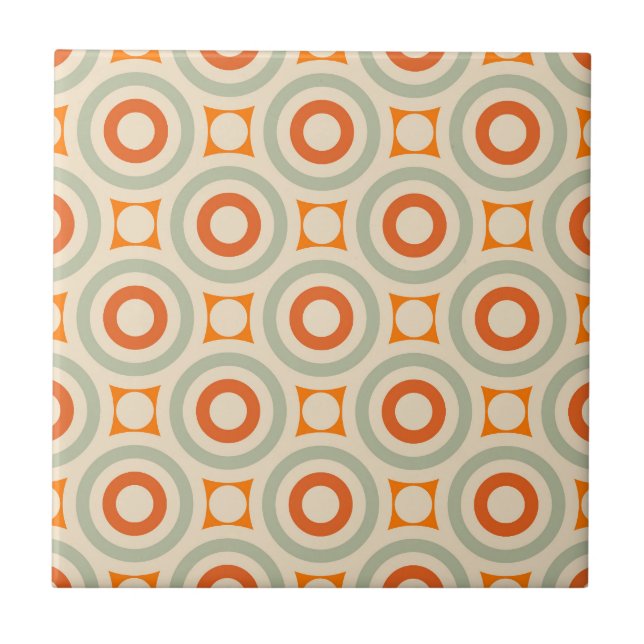 Vintage Geometric Circle Pattern Ceramic Tile (Front)