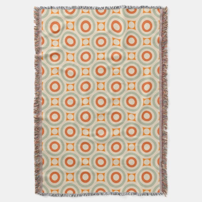 Vintage Geometric Circle Pattern Throw Blanket (Front Vertical)