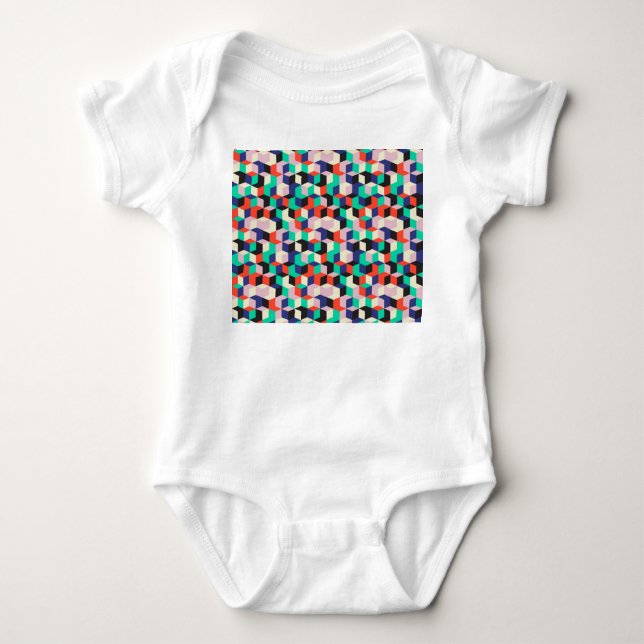 Vintage geometric, diamond shape pattern. baby bodysuit (Front)