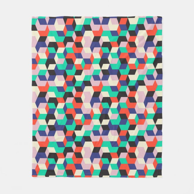 Vintage geometric, diamond shape pattern. fleece blanket (Front)