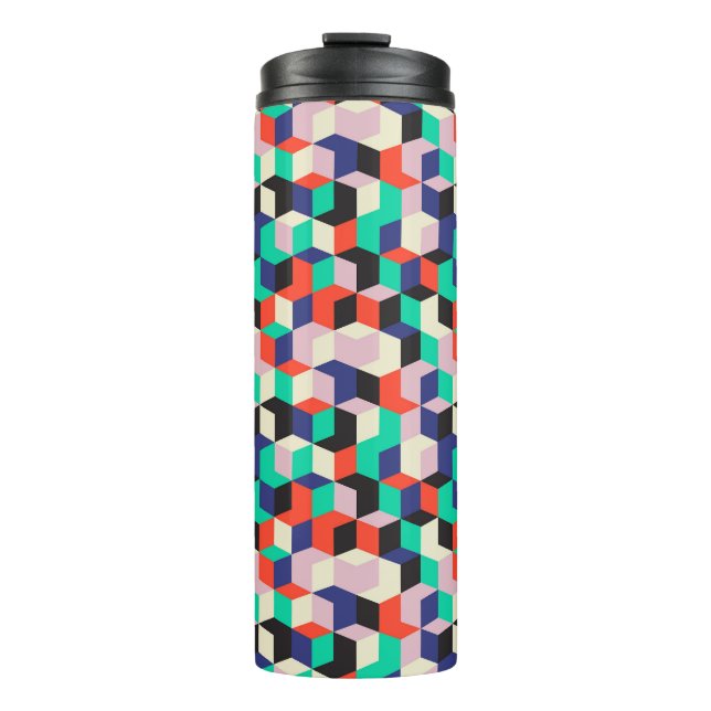 Vintage geometric, diamond shape pattern. thermal tumbler (Front)